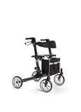 SoNa24 Reise-Rollator QUAVA | Vermeiren | doppelt faltbar | bis 136kg | Sitz, Tasche, Rückengurt, Stockhalter (carbon-grau)