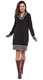 Be Mama - Maternity & Baby wear 2in1 Umstandskleid Winterkleid mit Stillfunktion, Sweatkleid, Pulloverkleid, Modell: Nella, schwarz, XXL