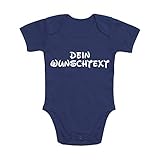 Shirt-Panda Baby Body Bedruckt mit Wunschtext Wunschdruck · Strampler personalisiert Bedrucken · Schrift individuell · Einteiler für Jungen und Mädchen · Dunkelblau 06-12 M