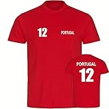 VIMAVERTRIEB® Kinder T-Shirt Portugal - Trikot Nr. 12 - Druck:weiß - Shirt Jungen & Mädchen Fußball Fanartikel Fanshop - Größe:176