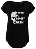 BlingelingShirts Damen Shirt Große Größen Totenkopf Sprüche Bevor Du fragst Nein Damen Skull Fun Shirt, schwarz, Gr. 3XL E