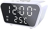 GDEVNSL Digitaler LED-Wecker Thermometer Drahtloses Ladegerät 12/24H Display - Schw