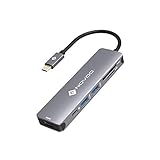 NOVOO USB C Hub 6 Port Aluminium USB C Adapter mit HDMI 4K, 2 USB 3.1, Type C PD 60W (20V,3A), SD/Micro SD Kartenleser Ports für Laptop MacBook Pro 2016/2017 Samsung Galaxy S8 Huawei Type C G