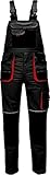 Stenso des-Emerton - Herren Slim Fit Arbeits-Latzhose - Schwarz/Rot EU56