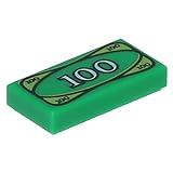 LEGO 10 x Fliese 1 x 2 mit 100 Dollar Schein Geld Aufdruck Grü