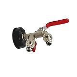 PIGMANA IBC Container Adapter Kappe Deckel Messing Doppel Auslaufhahn Auslaufventil Wasserhahn Mit Hebelgriff Mit 2X Messing Stecker Steckkupplung System Für IBCContainer Regenwassertank