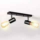 Lightess Spotleuchte Schwarz Schwenkbar Deckenspot E27 2-flammig Vintage Deckenlampe Strahler Retro Lampe Deckenleuchte für Wohnzimmer Kinderzimmer Schlafzimmer Esszimmer Flur Küche Bar usw