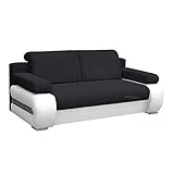 mb-moebel Couch mit Schlaffunktion Sofa Schlafsofa Wohnzimmercouch Bettsofa Ausziehbar - York (Schwarz + Weiß)