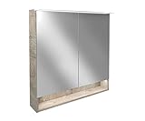 FACKELMANN LED Spiegelschrank B.Style/Badschrank mit gedämpften Scharnieren/Maße (B x H x T): ca. 80 x 81,2 x 15,3 cm/hochwertiger Schrank mit Spiegel und Beleuchtung/Korpus: G