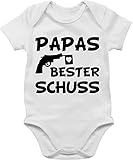 Shirtracer Vatertag Baby - Papas Bester Schuss Papas Bester schuss - BZ10 - Baby Body Kurzarm, 0-3 Monate, 01 Weiß