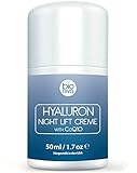 Hyaluronsäure Nachtcreme für das Gesicht. Bio Anti-Aging & Anti Falten Nachtpflege Feuchtigkeitscreme mit veganen Zutaten. Aloe Vera, Hyaluron, CoQ10, AHA, & Glykolsäure. Hochdosiert Testsieger. 50