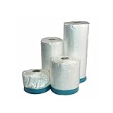 Abdeckfolie mit Gewebeklebeband | UV stabil | Abklebeband Folienklebeband Gewebe Masker Gewebeband Klebeband Abdeckband Malerfolie (3, 20m x 1400 mm)