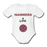 Baby-Strampler, Motiv: Hammers 4 Life For West Ham, Football, niedlich, lustiges Geschenk für Jungen und Mädchen, weiß, 50