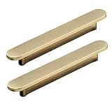 Möbelgriffe Gold Schrankgriffe Türgriffe Türdrücker knöpfe Zinklegierung Türklinken Zieht Griffe Antikollisions Aussentür für Schränke Schuhschränke Schubladen,2 Stücke (Hole distance 128mm)