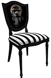 Casa Padrino Art Deco Esszimmerstuhl Weiß/Mehrfarbig/Schwarz - Eleganter Massivholz Stuhl - Esszimmer Möbel - Art Deco Möb
