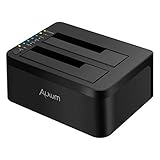 Alxum Dockingstationen USB 3.0 Festplatten Docking Station Offline Klonfunktion für 2,5 Zoll & 3,5 Zoll HDD SSD SATA, Unterstützt TF & SD