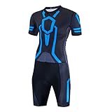 logas Triathlon Anzug Herren Trisuit Einteiler Kurzarm Duathlon Kleidung Fahrrad für Radfahren/Laufen/Schw