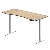 Schreibtisch Höhenverstellbar Elektrisch Mit Memory Funktion Ergonomischer Stehtisch Mit Teleskop Tischgestell 180 x 80 cm Oder 150 x 78 cm (Weiß-Natur, 180 x 80 cm)