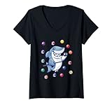 Damen Lustiger Haifisch Mit Billardkugeln I Kinder Hai Billiard T-Shirt mit V