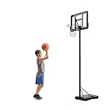 Basketballständer Basketball-System-Set Unisex-Jugendliche, Basketballkorb mit Ständer aus Stahlrahmen höhenverstellbar von 230 bis 304 cm für Kinder Indoor/Outdoor-Sp