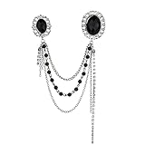 DFHH Brooch Männer Anzug Brosche Mode Kristall Strass Quaste Multi-Layer Kette Broschen Brosches Hemd Kragen Revers Pins Abzeichen F