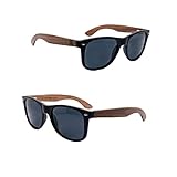 Holzwurm Sonnenbrille mit Holzbügeln aus Walnuss für Damen & Herren/Polarisierende Brillengläser mit UV400-Schutz/mit Brillenetui aus echtem Bamb