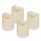ToCi LED Kerzen Set Creme mit 4 flammenlosen Echtwachs-Kerzen mit beweglicher Flamme und Timer (Creme - Ø 7,5 x 10 cm)
