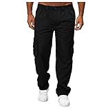 ROYIYI Herren Casual Lange Trainingshose Jogging-Hose Sport-Hose Cargo Pants Multi Pocket Hose Parkour Fitness Pants Overall Sport Parkour Fitness-Hose Sweatpants Slim fit Hose (Schwarz , XXL)