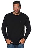 JP 1880 Herren L-8XL bis 8XL, Langarmshirt, Sweatshirt mit Logo-Stickerei, Basic, Rundhals, Regular Fit, Baumwolle schwarz 4XL 702559 10-4XL
