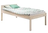 sunnypillow Holzbett 120x200cm, Betthöhe 55cm Emma - Stabiles Seniorenbett erhöhtes - Einzelbett Bettgestell mit Kopfteil - Massivholz Bett Naturholz Fichte 90 100 120 140 160 180 200 x 200