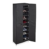 Relaxdays Schuhschrank, 30 Paar Schuhe, magnetische Türen, Stecksystem, Stoffschrank HBT: 168 x 61 x 31,5 cm,