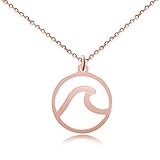 GOOD.designs ® Damen Halskette mit rundem Wellenanhänger (45cm lang) Wave Schmuck Strandschmuck Badeschmuck roségold roségolden roségoldenes Damenhalskette Damenkette Damenschmuck