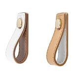 2 Stück Möbelgriff Lederschlaufe Doppelseitige Ausführung Ledergriffe für Möbel Messingmuttern Knopf,Schrankgriff für Kleiderschrank,Schublade,Küche und Tür,Heimwerkerzubehör (single hole,1)