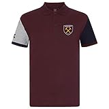 West Ham United FC - Jungen Polo-Shirt - Offizielles Merchandise - Weinrot - Kontrastärmel - 10-11 J