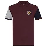 West Ham United FC - Jungen Polo-Shirt - Offizielles Merchandise - Weinrot - Kontrastärmel - 10-11 J