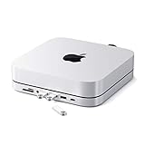 SATECHI USB-C Aluminium-Ständer & Hub - Kompatibel mit Mac Mini (2018 & später) - USB-C- Data Port, MicroSD/SD-Kartenleser, USB 3.0 & Kopfhöreranschluss (Silber)