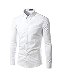 Jueshanzj Herren Langarm Hemd Business Freizeit Hochzeit Bügelleicht Slim-Fit Weiß M