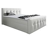 Boxspringbett Libuna, Doppelbett, Polsterbett mit 2 Bettkästen, Bett mit Kopfteil, Amerikanisches Continentalbett, Matratze + Topper, Bettgestell, Farbauswahl (Soft 017, 180 x 200 cm)