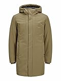 JACK & JONES Male Parka Langer Kapuzen- LDark Coat Khak