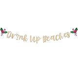 BETESSIN Drink Up Beaches Girlande Hawaii Tropical Party Banner Luau Cocktailparty Sommerparty Strandparty Dek