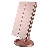 YUXIwang Spiegel. Einstellbare Spiegel, Rasierspiegel Eitelkeit Make-up-Spiegel mit 21 LED-Leuchten 2X / 3X Vergrößerungs Wickelfalz Illuminated Dimmbare Kosmetikspieg