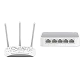 TP-Link TL-WA901ND V5.0 450MBit/s-WLAN Accesspoint (802.11b/g/n, WPS, Multi-SSID, WMM, Ping-Watchdog, 3 abnehmbare 4dBi-Antennen) weiß & TL-SF1005D 5-Port Fast Ethernet-/Netzwerk-/Lan Switch weiß