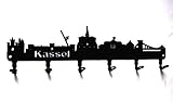 steelprint.de Schlüsselbrett/Hakenleiste * Skyline Kassel * - Schlüsselboard Hessen, Schlüsselleiste, Metall - 6 Haken - schw