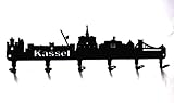 steelprint.de Schlüsselbrett/Hakenleiste * Skyline Kassel * - Schlüsselboard Hessen, Schlüsselleiste, Metall - 6 Haken - schw