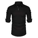 XDJSD Herren T-Shirt Langarm Herren Baumwolle Leinen Leinen Hemd Langarm T-Shirt Herren Langarm Unterhemd Herrenhemd Lässiges einfarbiges Ob