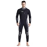 HKYMBM Mens Neoprenaniten Jumpsuit Neopren 5MM Ganzkörper Tauchanzug Für Männer Frontreißverschluss Für Tauchen, Surfen, Kaltes Wasser,L