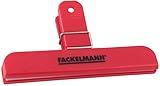 Fackelmann Tütenclip, große Verschlussklammer, Clip für Beutel und Tüten, schützt vor Aromaverlust, zum Verschließen und Frischhalten (Farbe: Rot), Menge: 1 Stück