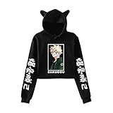 GenericBrands Mein Held Academia Bakugou Katsuki Hoodie Japanischer Anime Mein Held Academia Kurzer Katzenohrpullover Erwachsene und Jugendliche Langarm-Kapuzenp