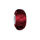 Solide transluzente rote facettierte Muranoglas .925 Sterling Silber Kern Abstandhalter Perle passt europäische Charme Armband für Frauen T