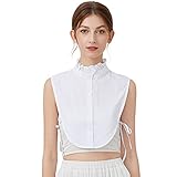 KAMONDA Falscher Kragen, Frauen Weiße Rüschen Falscher Kragen Abnehmbare Dickey Bluse Button-Down Halbes H